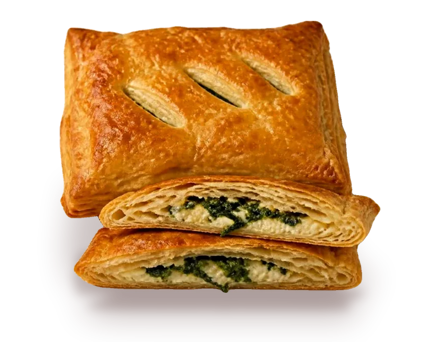 Spinach & Ricotta puff pastry, cut open