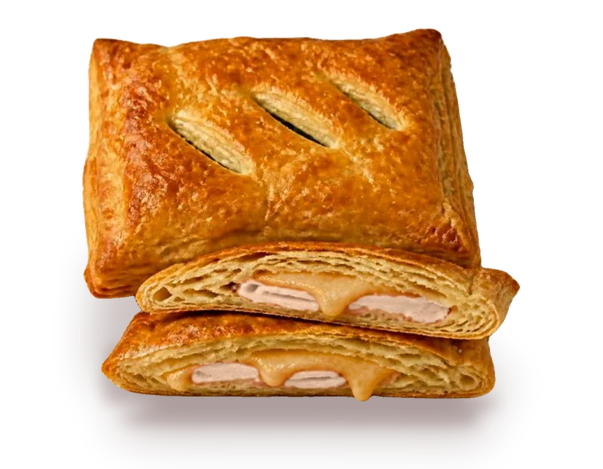 Turkey-Ham & Cheese puff pastry, cut open