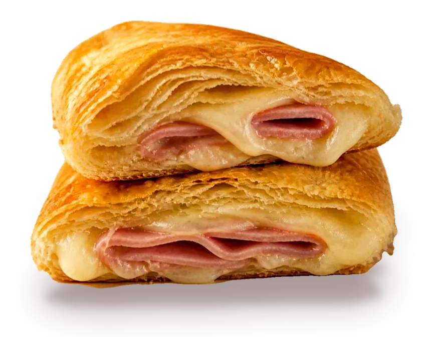 Ham & Cheese flaky wrap, cut open