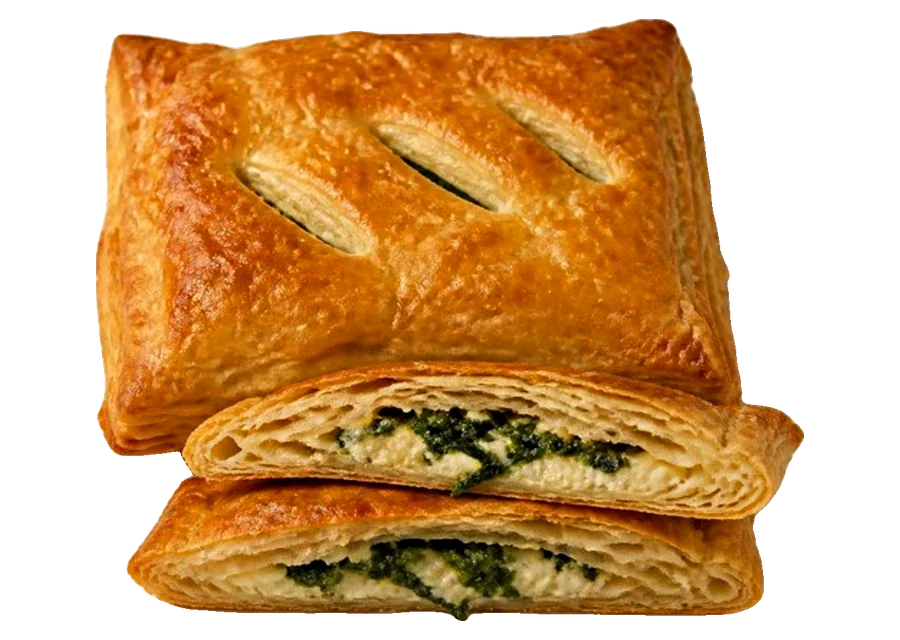 Spinach & Ricotta puff pastry, cut open